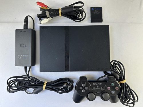 Playstation 2 Slim Zwart + Controller, Memory card & kabels - PS2