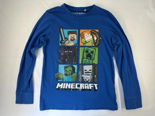 Minecraft T-Shirt blauw lange mouwen 140 / 10 jaar