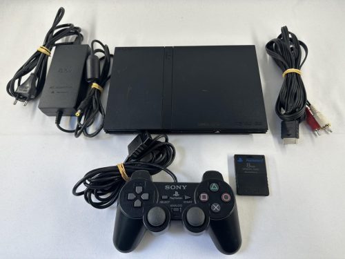 Playstation 2 Slim Zwart + Controller, Memory card & kabels - SCPH-75004 - PS2